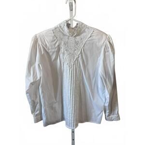 Vintage Christie & Jill White Lace Victorian Style Blouse Women’s 12